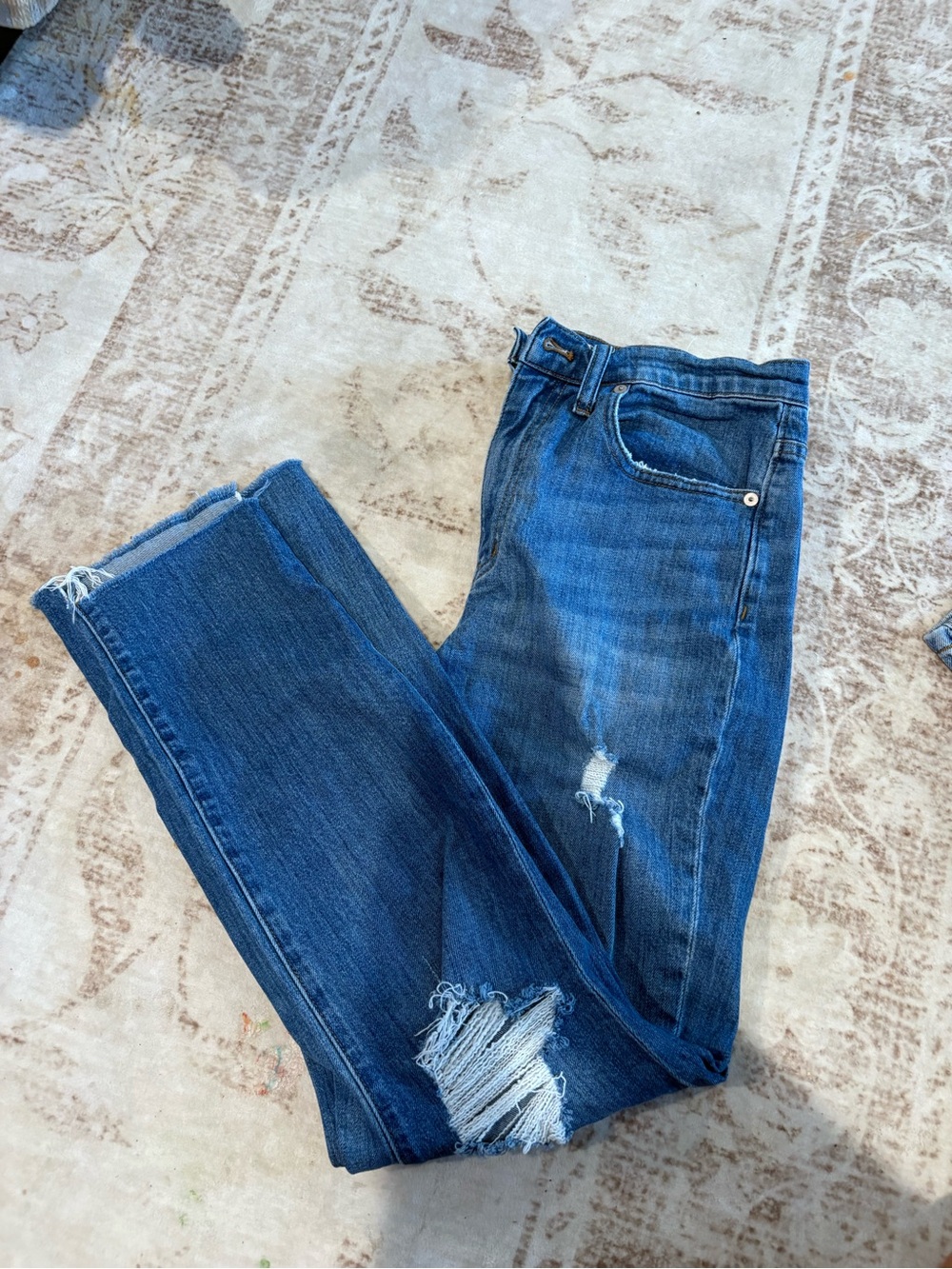 Madewell Distressed Dark Blue Boyfriend Jeans